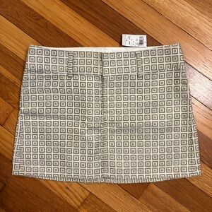 Alice + Olivia NWT Geometric Mini Skirt Cream Taupe Metallic Size 2